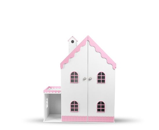 Кукольный домик "Снежана" с дверками, Цвет: Белый с розовым